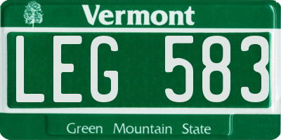 VT license plate LEG583