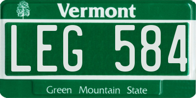 VT license plate LEG584