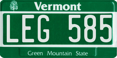 VT license plate LEG585