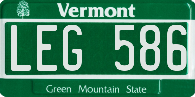 VT license plate LEG586