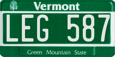 VT license plate LEG587