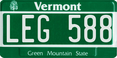 VT license plate LEG588