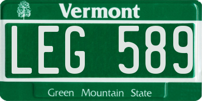 VT license plate LEG589