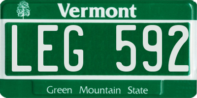 VT license plate LEG592