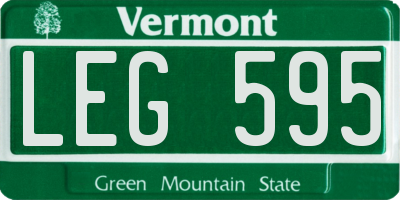 VT license plate LEG595