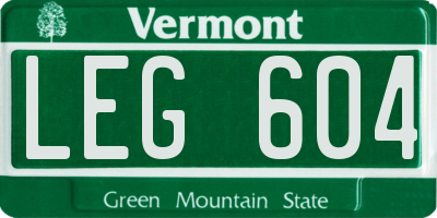 VT license plate LEG604