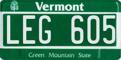 VT license plate LEG605