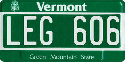 VT license plate LEG606