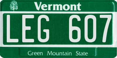 VT license plate LEG607