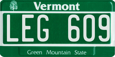 VT license plate LEG609