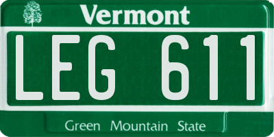 VT license plate LEG611