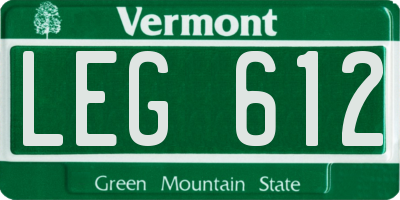 VT license plate LEG612