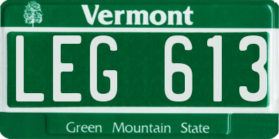 VT license plate LEG613