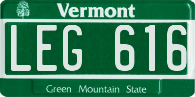 VT license plate LEG616
