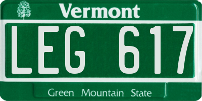 VT license plate LEG617