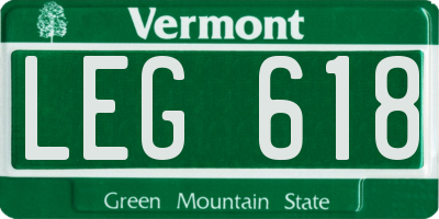 VT license plate LEG618