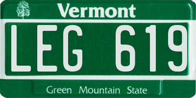 VT license plate LEG619