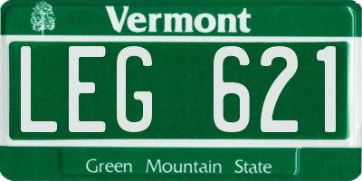 VT license plate LEG621