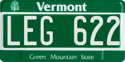 VT license plate LEG622