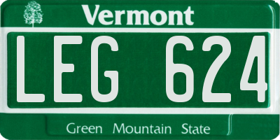 VT license plate LEG624