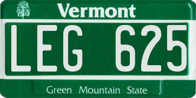 VT license plate LEG625