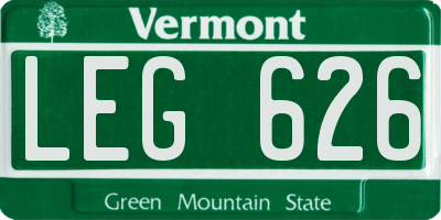 VT license plate LEG626