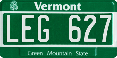 VT license plate LEG627