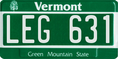 VT license plate LEG631