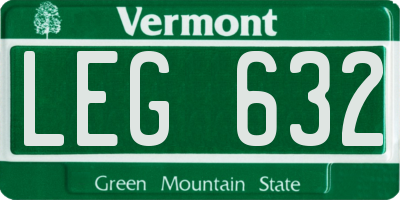 VT license plate LEG632