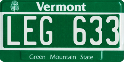 VT license plate LEG633