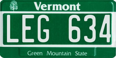 VT license plate LEG634