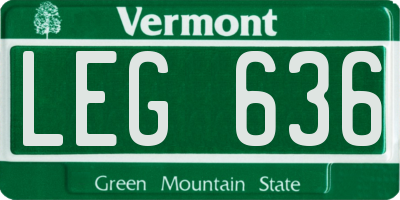 VT license plate LEG636