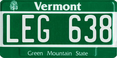 VT license plate LEG638