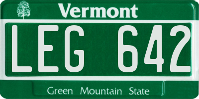 VT license plate LEG642