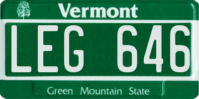 VT license plate LEG646