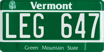 VT license plate LEG647