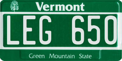 VT license plate LEG650