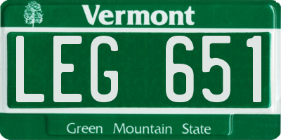 VT license plate LEG651