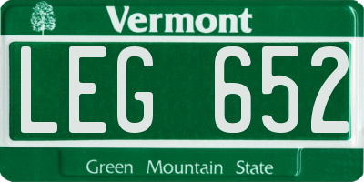 VT license plate LEG652