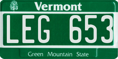 VT license plate LEG653