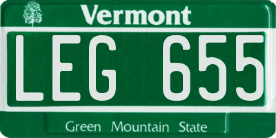 VT license plate LEG655
