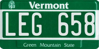 VT license plate LEG658