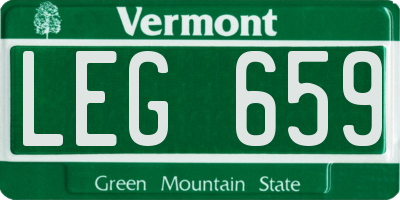 VT license plate LEG659