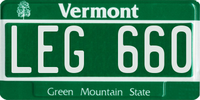 VT license plate LEG660