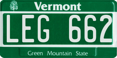 VT license plate LEG662