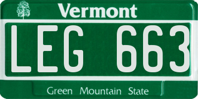 VT license plate LEG663