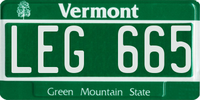 VT license plate LEG665