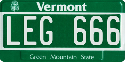 VT license plate LEG666