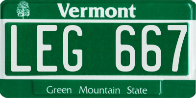 VT license plate LEG667