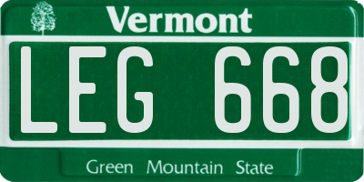 VT license plate LEG668